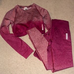 Red ombré gymshark set